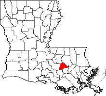 Map of Louisiana highlighting Ascension Parish