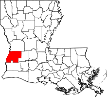 Map of Louisiana highlighting Beauregard Parish