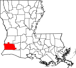 State map highlighting Calcasieu Parish