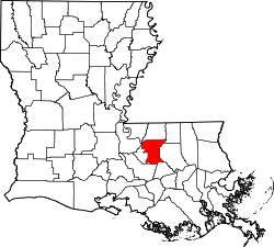 State map highlighting East Baton Rouge Parish