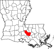 State map highlighting Iberville Parish