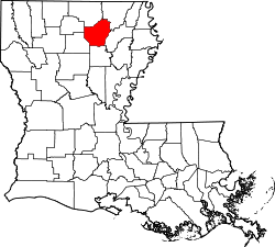 State map highlighting Ouachita Parish