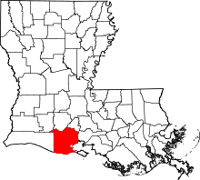 State map highlighting Vermilion Parish