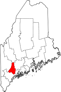 Map of Maine highlighting Androscoggin County