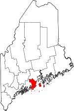 Map of Maine highlighting Knox County