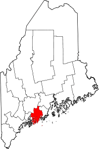 Map of Maine highlighting Lincoln County