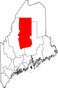 Map of Maine highlighting Piscataquis County