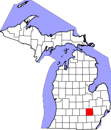 Map of Michigan highlighting Livingston County