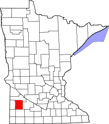 Map of Minnesota highlighting Lyon County