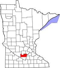 Map of Minnesota highlighting Sibley County