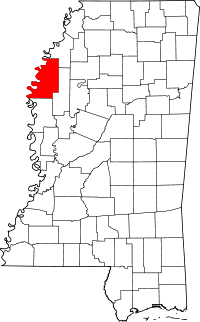 Map of Mississippi highlighting Bolivar County