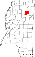 State map highlighting Chickasaw County