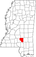 Map of Mississippi highlighting Covington County