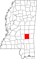 Map of Mississippi highlighting Jasper County