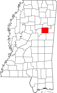 State map highlighting Oktibbeha County