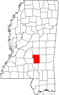 Map of Mississippi highlighting Smith County