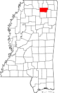 Map of Mississippi highlighting Union County