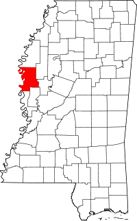 Map of Mississippi highlighting Washington County