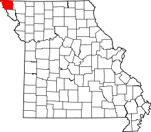 Map of Missouri highlighting Atchison County