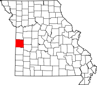 Map of Missouri highlighting Bates County