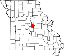 Map of Missouri highlighting Cole County