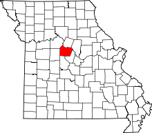 Map of Missouri highlighting Cooper County