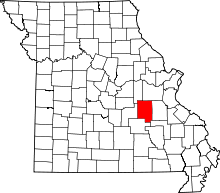 Map of Missouri highlighting Crawford County