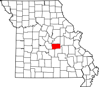 Map of Missouri highlighting Maries County