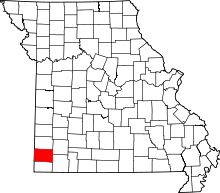 Map of Missouri highlighting Newton County