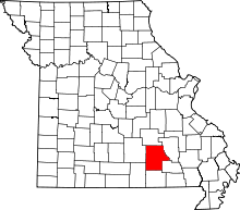 A state map highlighting Shannon County in the southern part of the state.