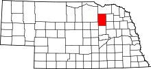 Map of Nebraska highlighting Antelope County