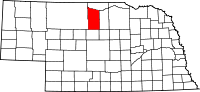 Map of Nebraska highlighting Brown County