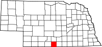 Map of Nebraska highlighting Harlan County