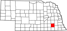 State map highlighting Saline County