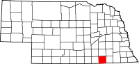 Map of Nebraska highlighting Thayer County