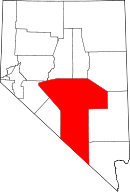 Map of Nevada highlighting Nye County