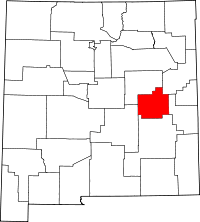 State map highlighting De Baca County