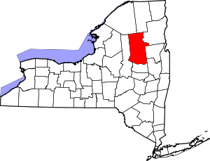 Map of New York highlighting Hamilton County