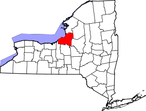 Map of New York highlighting Oswego County