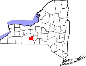 Map of New York highlighting Schuyler County