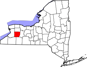 Map of New York highlighting Wyoming County