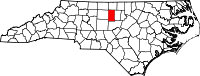 Map of North Carolina highlighting Alamance County