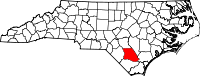 Map of North Carolina highlighting Bladen County