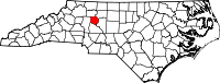 Map of North Carolina highlighting Davie County