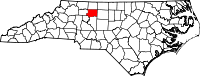 Map of North Carolina highlighting Forsyth County