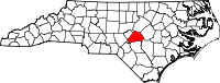 State map highlighting Harnett County