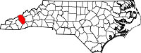 Map of North Carolina highlighting Haywood County