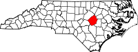 Map of North Carolina highlighting Johnston County