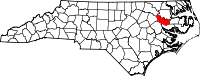 Map of North Carolina highlighting Martin County