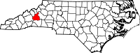 Map of North Carolina highlighting McDowell County